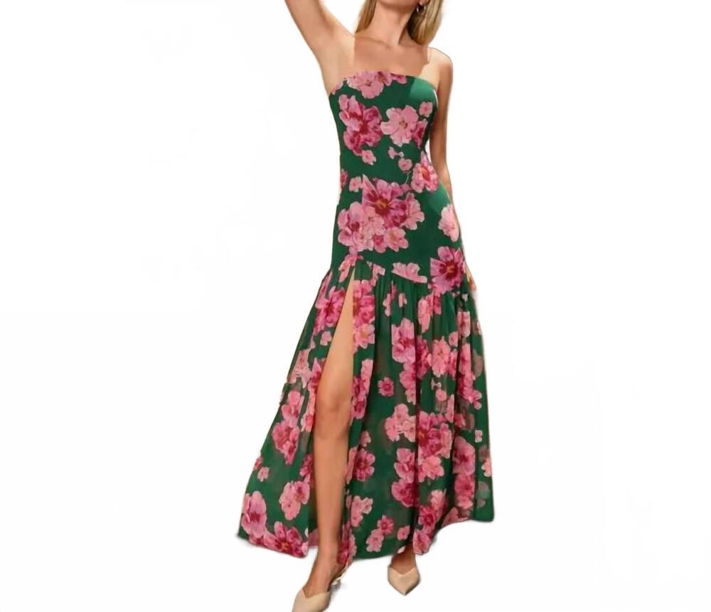 NEW DRESS FORUM desert bloom strapless maxi dress in green floral